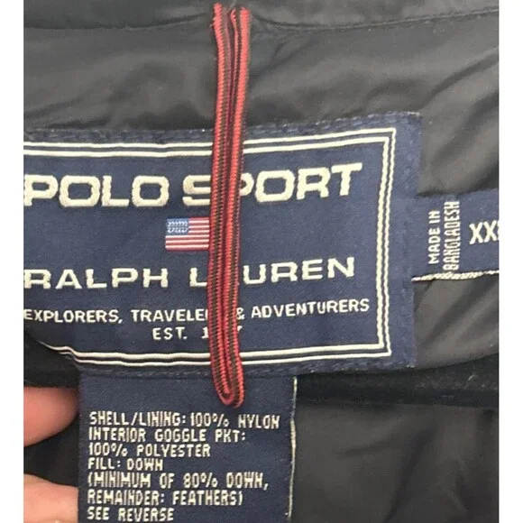 Polo Sport Ralph Lauren Down Puffer Coat Mens XXL Large Black Hood Ski Quiet Lux - Picture 4 of 6